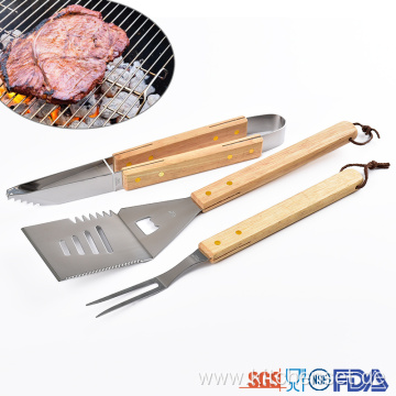 Multi-functional Wooden Handle BBQ Grilling Utensils